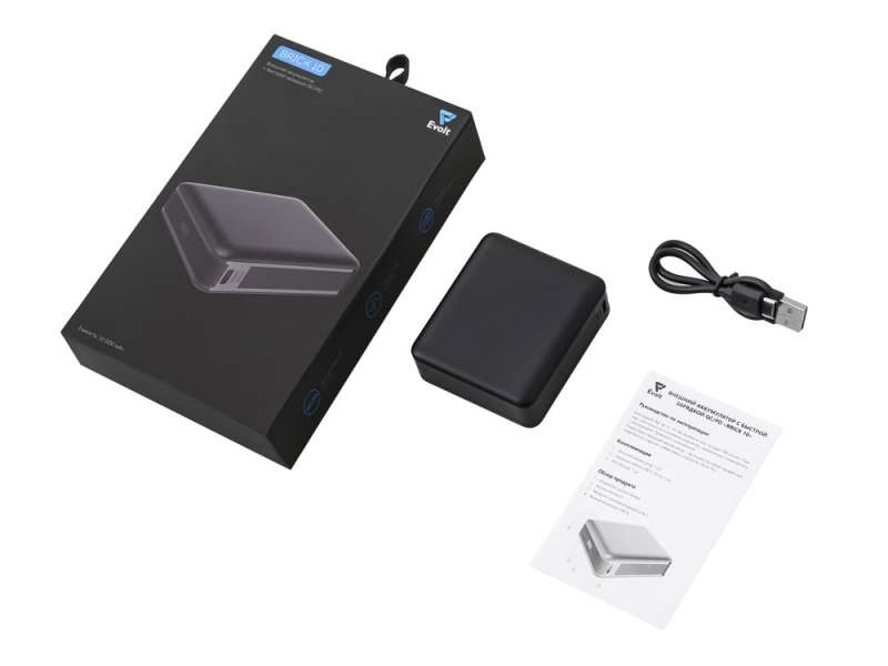 Внешний аккумулятор Brick 10 с быстрой зарядкой QC/PD, 10000 мАч, черный №7