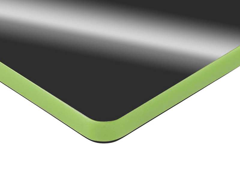 Металлический брелок с пластиковой цветной вставкой SteelPop Rct, серебристый с зеленым яблоком №3