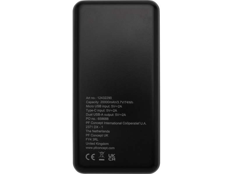 Портативное зарядное устройство Loop емкостью 20 000 мАч, сплошной черный №3