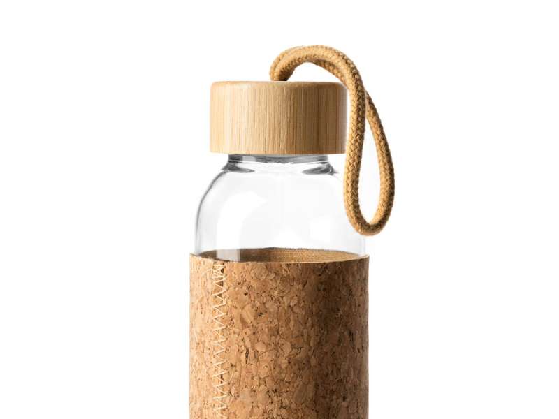 Бутылка стеклянная LAWAS в чехле из натуральной пробки, 500 мл, прозрачный/бежевый №3