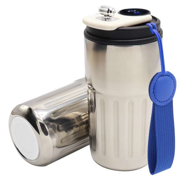 Термокружка Ashly To Go, серебристая/темно-синяя/белая