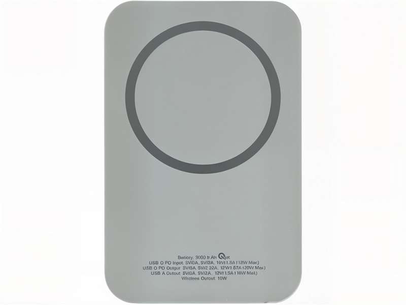 Магнитный беспроводной внешний аккумулятор MagnetIQ, 5000 mah, 10 W, серый Cool gray 7C №17