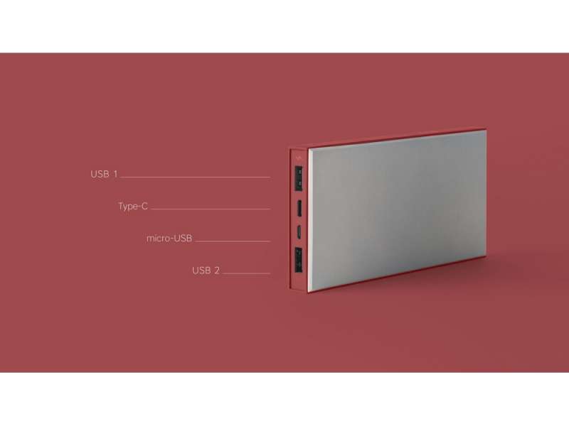 Внешний аккумулятор Rombica NEO ARIA Claret, 10000 мАч, Soft-touch, PD, QCharge, Type-C, бордовый (Р) №6