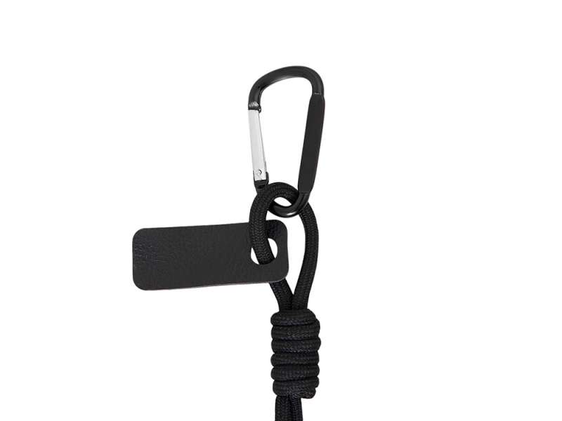 Брелок-веревочка на карабине, черный №3