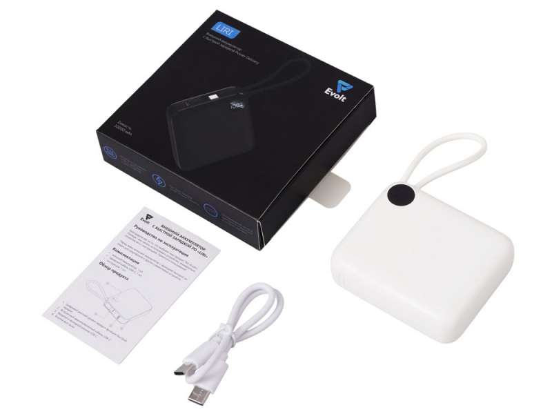 Внешний аккумулятор со встроенным кабелем Liri, QC/PD, 10000 мАч, теплый белый №9