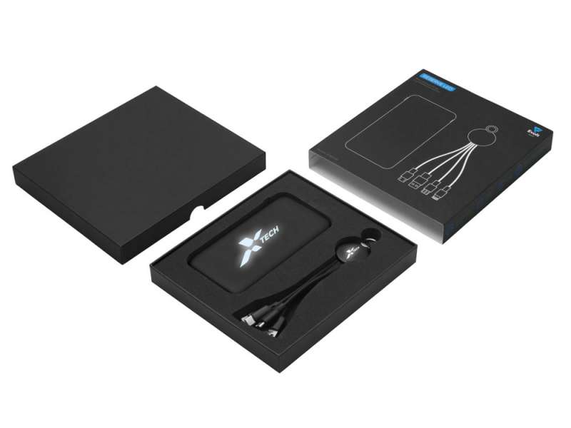 Набор из внешнего акуумулятора и универсального кабеля с подсветкой лого Reserve LED, 10000mAh, черный №15