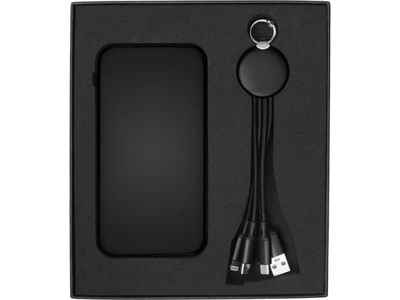 Набор из внешнего акуумулятора и универсального кабеля с подсветкой лого Reserve LED, 10000mAh, черный №2