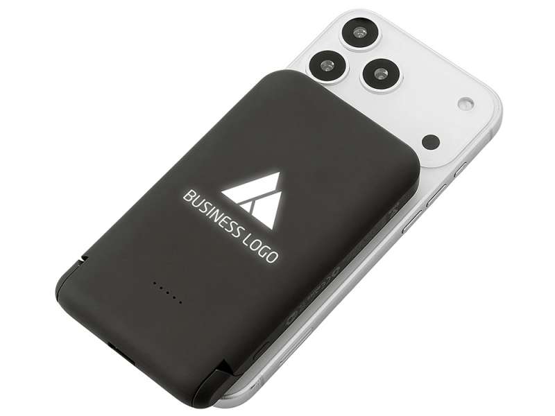 Беспроводной внешний аккумулятор с подсветкой лого и подставкой Magflash, 10000 мАч, 15 Вт, черный №9