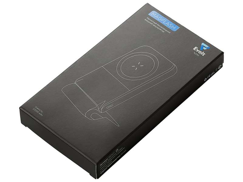 Беспроводной внешний аккумулятор с подсветкой лого и подставкой Magflash, 10000 мАч, 15 Вт, черный №18