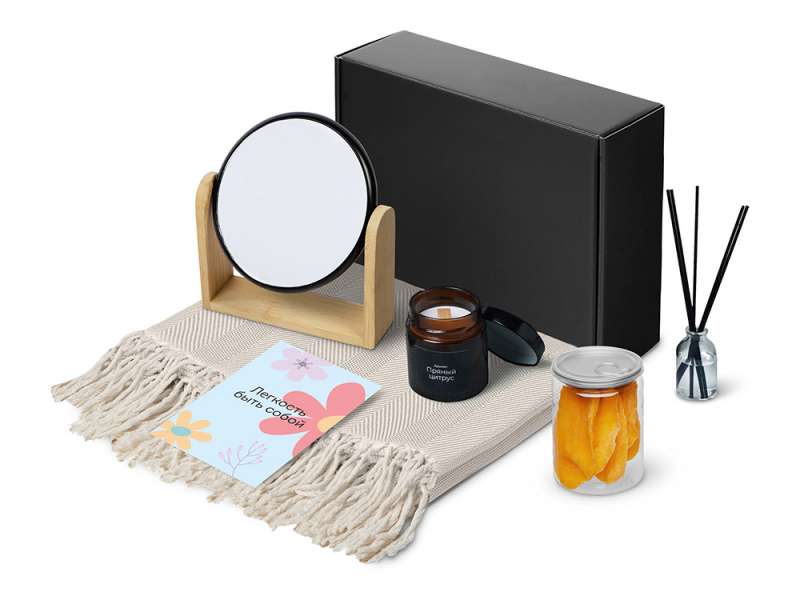 Подарочный набор Re:f. Shelter  с пледом, зеркалом, свечой и диффузором №9