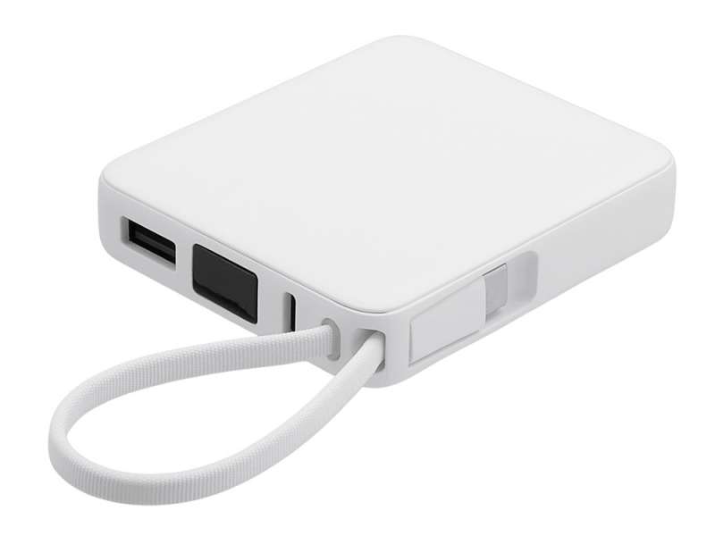 Внешний аккумулятор со встроенным кабелем USB-C Дэнси, 5000 мАч, белый №2