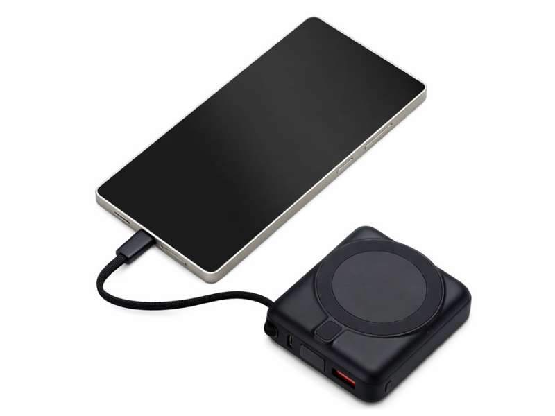 Магнитный беспроводной внешний аккумулятор c подсветкой лого Энчант, 10000 мАч, черный №5