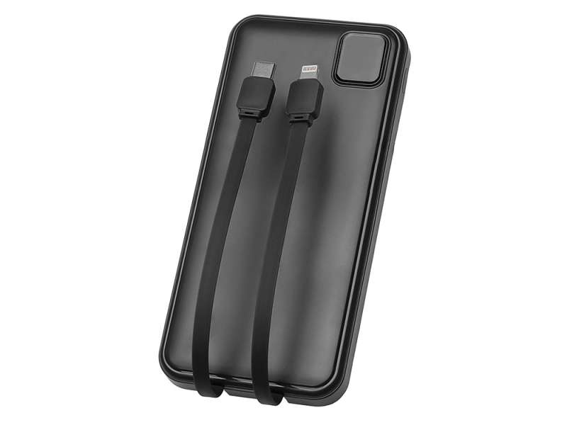 Внешний аккумулятор со встроенными кабелями Фрэйм, 10000мач, черный №5