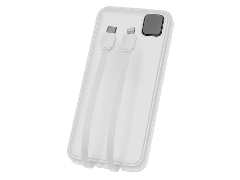 Внешний аккумулятор со встроенными кабелями Фрэйм, 10000мач, белый №5