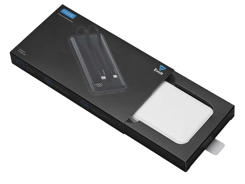 Внешний аккумулятор со встроенными кабелями Фрэйм, 10000мач, белый №6