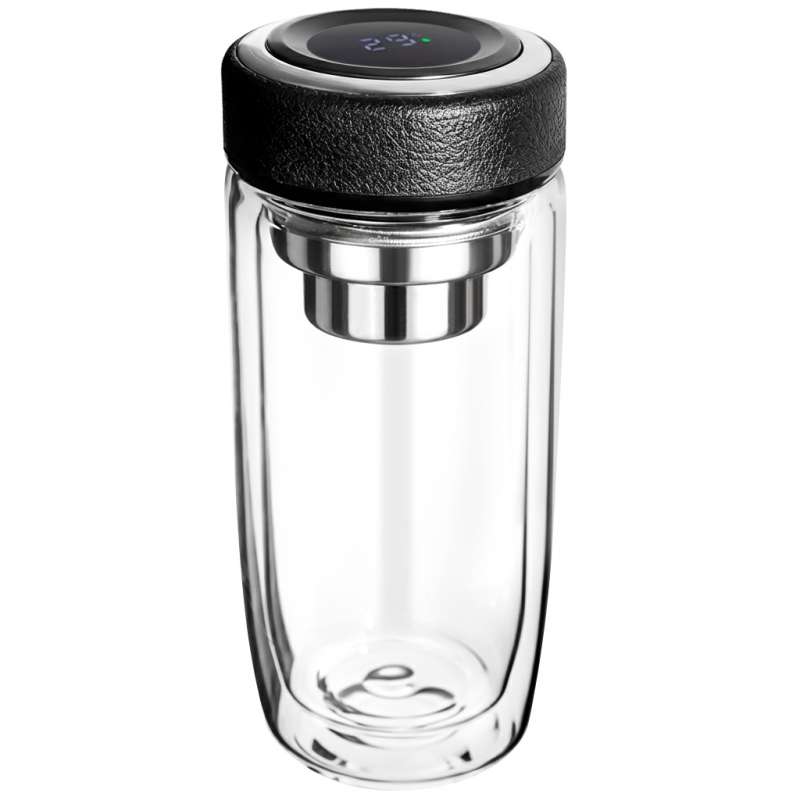 Термос стеклянный с LED-дисплеем Smartview, чёрный
