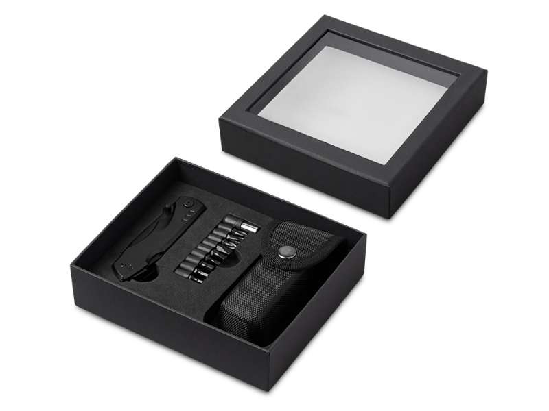 Универсальный мультитул с битами в подарочной упаковке с окном Шэйп , черный