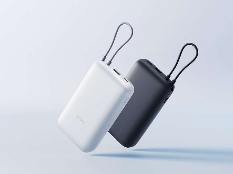 Внешний аккумулятор с встроенным кабелем Xiaomi Power Bank 20000mAh (Integrated Cable) GL Light Gray №6