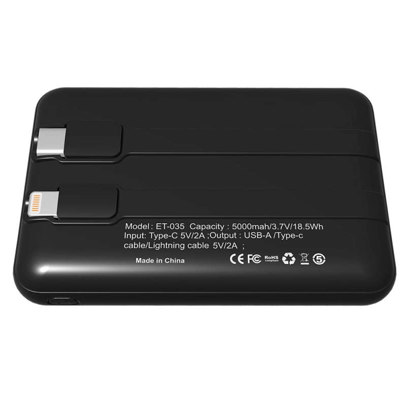 Внешний аккумулятор Eron с подсветкой гравировки, 5000 mAh, чёрный/синий №2