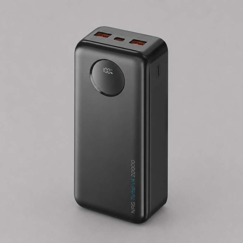 Внешний АКБ NRG Turbo V4 20000 мА-ч, дисплей, черный, Deppa
