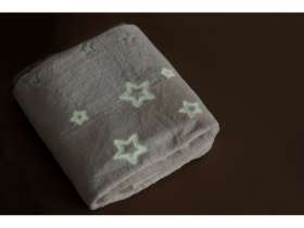 Плед из флиса Новогодний светящийся, бежевый №3