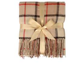 Плед акриловый в клетку Tartan, бежевый №3