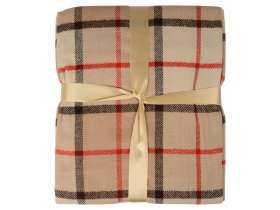 Плед акриловый в клетку Tartan, бежевый №4