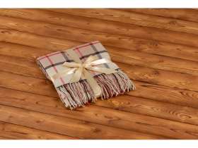 Плед акриловый в клетку Tartan, бежевый №6