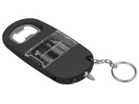 Брелок-открывалка с отвертками и фонариком Uni, софт-тач, черный №3