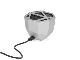 Портативная колонка Geo, серебристый + синяя подсветка №4