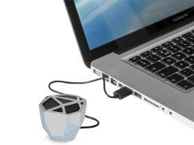 Портативная колонка Geo, серебристый + синяя подсветка №3