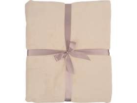 Плед флисовый Natty из переработанного пластика, бежевый с розовой лентой №3