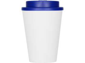 Пластиковый стакан Take away с двойными стенками и крышкой с силиконовым клапаном, 350 мл, белый/синий №4