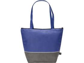 Сумка-холодильник Reviver с длинными ручками из нетканого переработанного материала RPET, синий/серый №3