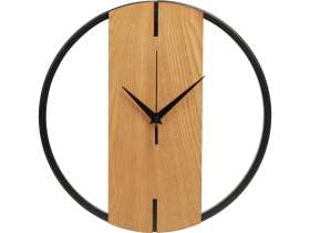 Деревянные часы с металлическим ободом, диаметр 30 см, Time Wheel, натуральный/черный №2