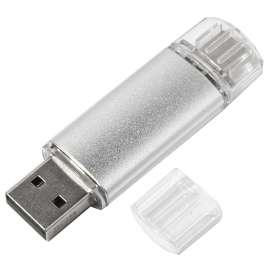 USB flash-карта ASSORTI OTG Type-C (16Гб), серебристая, 6,3х1,7х0,8 см, металл №3