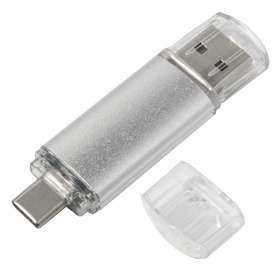 USB flash-карта ASSORTI OTG Type-C (16Гб), серебристая, 6,3х1,7х0,8 см, металл №4