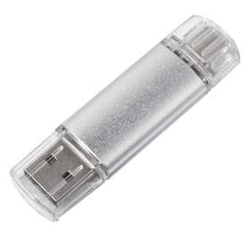 USB flash-карта ASSORTI OTG Type-C (16Гб), серебристая, 6,3х1,7х0,8 см, металл №5