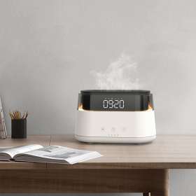 Светодиодный USB увлажнитель-ароматизатор Brava с часами с RGB подсветкой, белый №2