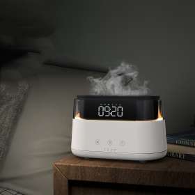 Светодиодный USB увлажнитель-ароматизатор Brava с часами с RGB подсветкой, белый №4