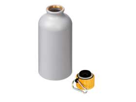 Матовая спортивная бутылка Hip S Bamboo с карабином и объемом 400 мл, серый №2