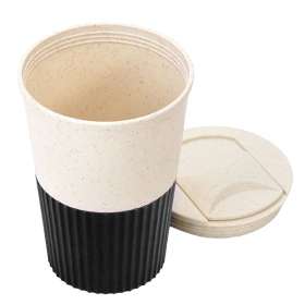 Термостакан пластиковый Wavy с манжетой, чёрный №3