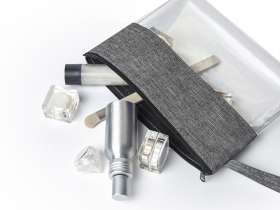 Косметичка из PVC и ткани Leony, прозрачный/темно-серый №2