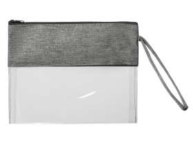 Косметичка из PVC и ткани Leony, прозрачный/темно-серый №3