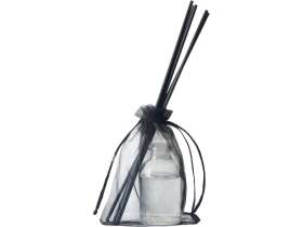 Диффузор с ароматом Табак и ваниль, 30мл, стекло, пробка, палочки 5 шт., мешочек из органзы черный №3