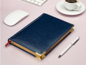 Ежедневник А5 датированный Sidney Nebraska 2026, синий (золотой обрез, золотые уголки) №3