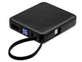 Внешний аккумулятор со встроенным кабелем USB-C Дэнси, 5000 мАч, черный №2