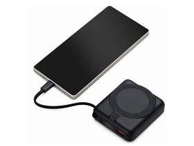 Магнитный беспроводной внешний аккумулятор c подсветкой лого Энчант, 10000 мАч, черный №5