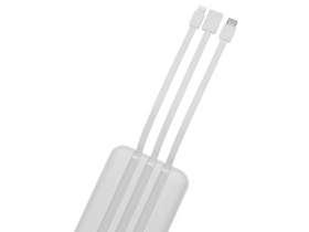 Магнитный беспроводной внешний аккумулятор со встроенными кабелями Мэни,быстаря зарядка, 10000 мАч, белый №6