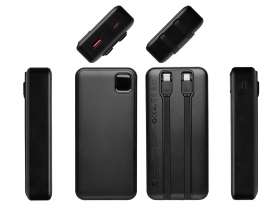 Внешний аккумулятор со встроенными кабелями Фрэйм Про, быстрая зарядка, 20000мач, черный №3